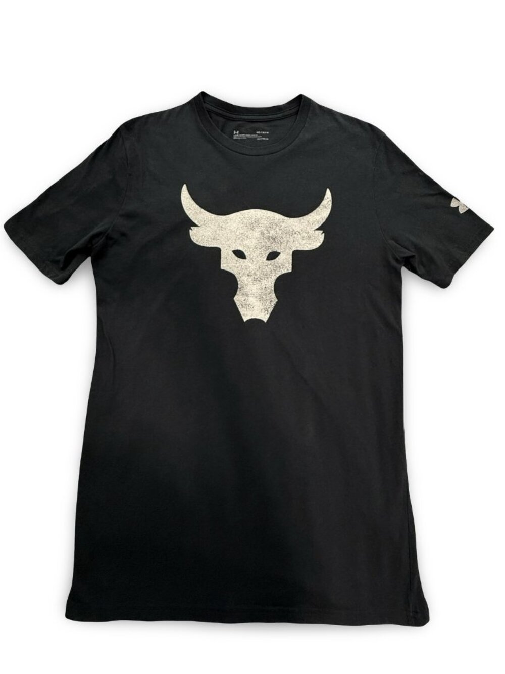 Under Armour Project Rock Bull Graphic T-Shirt Mens M Black HeatGear Gym Casual